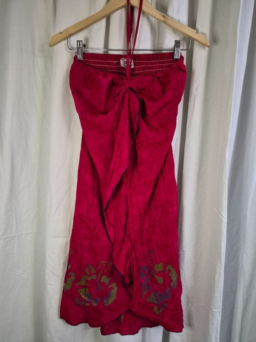 Young Fashion One Size Red Colorful Beach Cruise Travel Flowy Dress